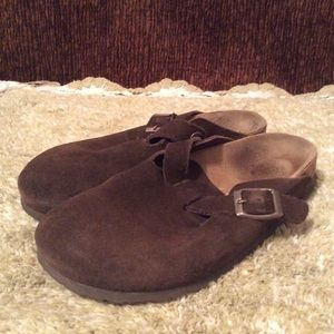 Birkenstock Deep Brown Women Suede Clogs Sz 6